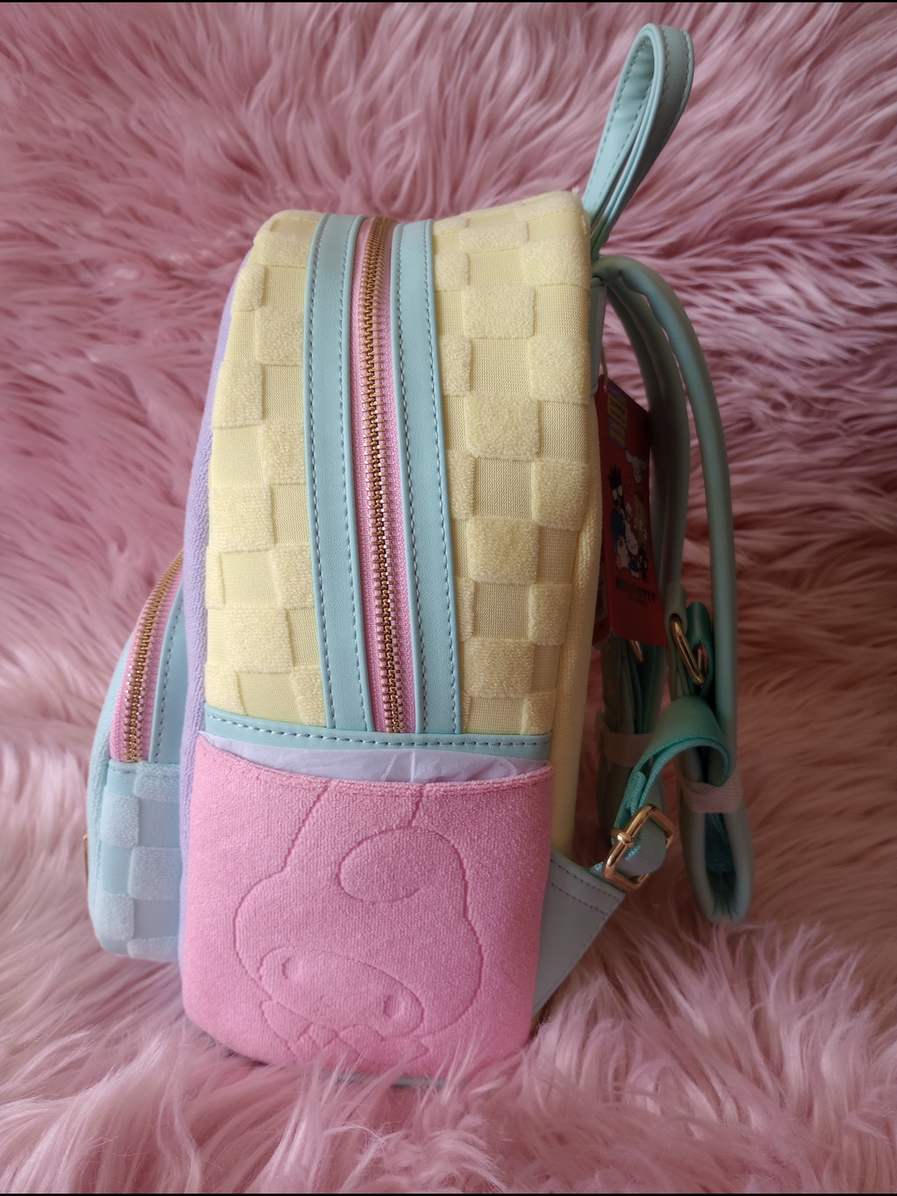 SDCC Limited Edition Hello Kitty & Friends Color Block Terry Cloth Mini Backpack - Picture 5 of 12
